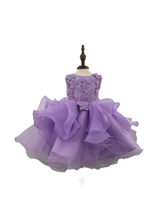 Baby Pearl Sequin Multi Layered Tulle Flower Girl Dress 3-24M